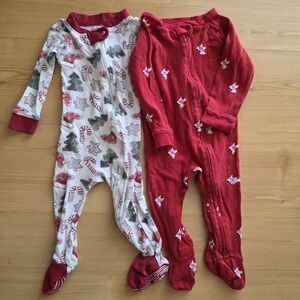 Burt's Bees Baby Festive Red and Cream Footies And Target Sleeper 6-9M